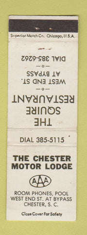 Matchbook Cover - Chester Motor Lodge Squire Restaurant Chester SC WEAR