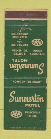 Matchbook Cover - Summerton Motel SC low phone # WEAR