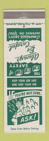 Matchbook Cover - Safety Ask Questions American Thread Company