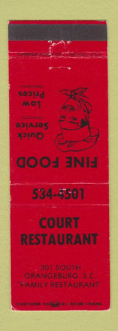Matchbook Cover - Court Restaurant Orangeburg SC