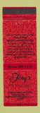 Matchbook Cover - Tony's Restaurant North Myrtle Beach SC