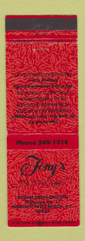 Matchbook Cover - Tony's Restaurant North Myrtle Beach SC