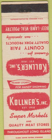 Matchbook Cover - Kollner's Super Markets Long Island LI NY