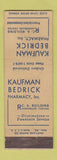 Matchbook Cover - Kaufman Bedrick Drug New York City RCA Building