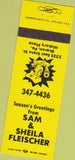 Matchbook Cover - Sam Shiela Fleischer Sharon PA yellow