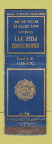 Matchbook Cover - American Legion Frankford Post Philadelphia PA