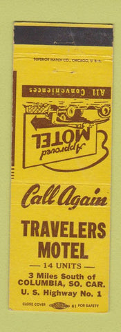 Matchbook Cover - Travelers Motel Columbia SC WEAR