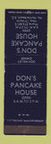 Matchbook Cover - Don's Pancake House North Myrtle Beach SC WEAR #1