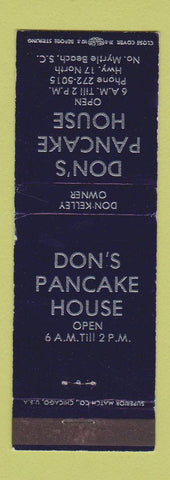 Matchbook Cover - Don's Pancake House North Myrtle Beach SC WEAR #1