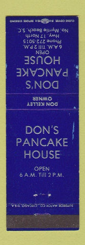 Matchbook Cover - Don's Pancake House North Myrtle Beach SC WEAR #2