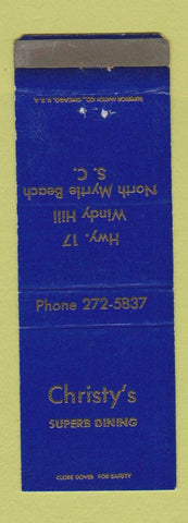 Matchbook Cover - Christy's Restaurant North Myrtle Beach SC WEAR