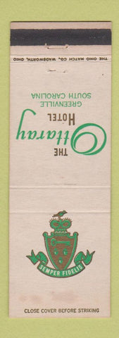 Matchbook Cover - Ottaray Hotel Greenville SC