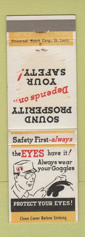 Matchbook Cover - Safety Eyes Goggles Cedartown Yarn Mills