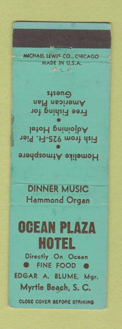 Matchbook Cover - Ocean Plaza Hotel Myrtle Beach SC WEAR