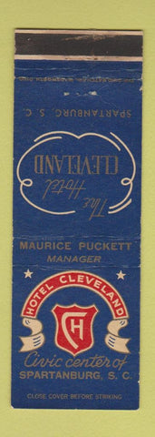 Matchbook Cover - Hotel Cleveland Spartanburg SC #1 BLUE