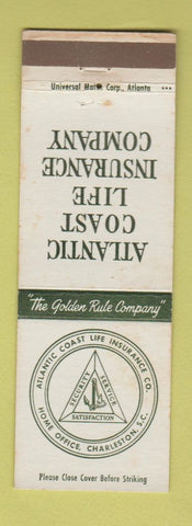 Matchbook Cover - Atlantic Coast Life Insurance Charleston SC