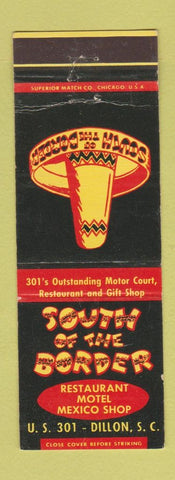 Matchbook Cover - South of the Border Dillon SC WEAR
