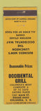 Matchbook Cover - Occidental Grill Columbia SC WEAR