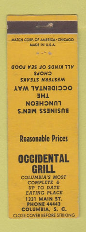 Matchbook Cover - Occidental Grill Columbia SC WEAR