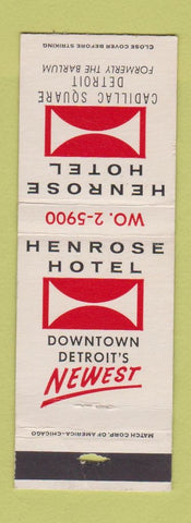 Matchbook Cover - Henrose Hotel Detroit MI WORN
