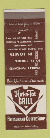 Matchbook Cover - Hot n Tot Grill Restaurant Los Angeles CA