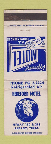 Matchbook Cover - Hereford Motel Albany TX WEAR