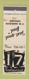 Matchbook Cover - 17 Restaurant Chicago IL WORN