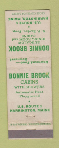Matchbook Cover - Bonnie Brook Cabins Harrington ME WEAR