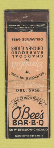 Matchbook Cover - O'Bee's BBQ Chicago IL ARROW WORN