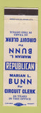 Matchbook Cover - Marian Bunn Circuit Clerk Election Republican
