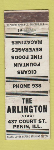 Matchbook Cover - The Arlington Pekin IL Fountain low phone # WORN