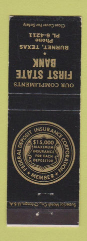 Matchbook Cover - First State Bank Burnet TX