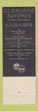 Matchbook Cover - Cleburne Savings and Loan TX WORN
