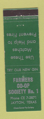 Matchbook Cover - Farmers COOP Society Jayton TX