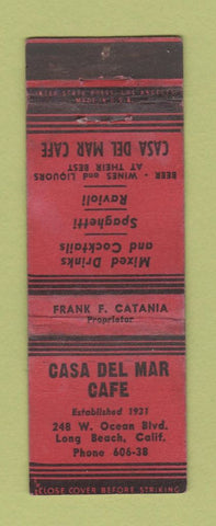 Matchbook Cover - Casa Del Mar Cafe Long Beach CA WORN