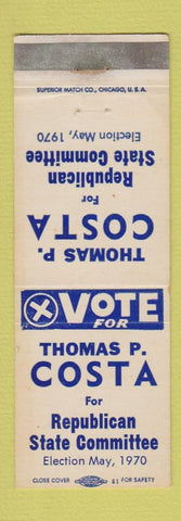 Matchbook Cover - Thomas Costa State Committee Election Republican WEAR