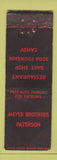 Matchbook Cover - Meyer Brothers Paterson Restaurant FEDERAL LONG WORN