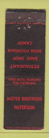 Matchbook Cover - Meyer Brothers Paterson Restaurant FEDERAL LONG WORN