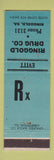 Matchbook Cover - Ringgold Drug Company GA low phone # BLUE WEAR