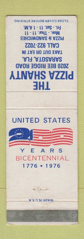 Matchbook Cover - The Pizza Shanty Sarasota FL 1976 WEAR