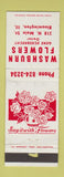 Matchbook Cover - Washburn Flowers Bloomington IL WORN Gene Eckebrecht