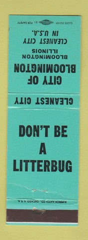 Matchbook Cover - City of Bloomington IL anti littering WEAR