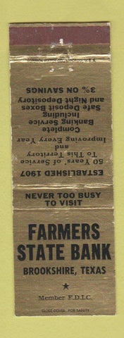 Matchbook Cover - Farmers State Bank Brookshire TX