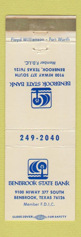 Matchbook Cover - Benbrook State Bank Benbrook TX WEAR