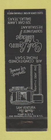 Matchbook Cover - Oak Lawn Village Dallas TX