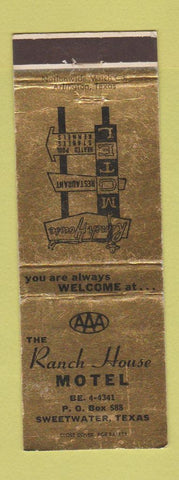 Matchbook Cover - Ranch House Motel Sweetwater TX WEAR