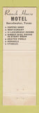 Matchbook Cover - Ranch House Motel Sweetwater TX WEAR