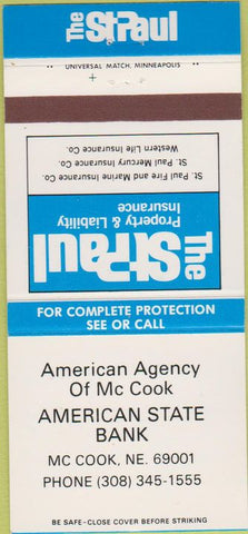 Matchbook Cover - The ST Paul Insurance McCook NE 30 Strike