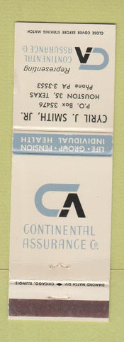 Matchbook Cover - Continental Insurance Cyril Smith Houston TX