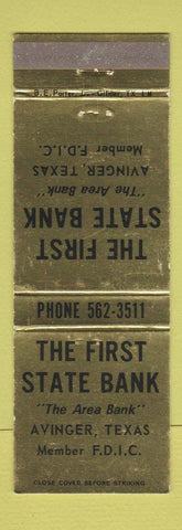 Matchbook Cover - First State Bank Avinger TX